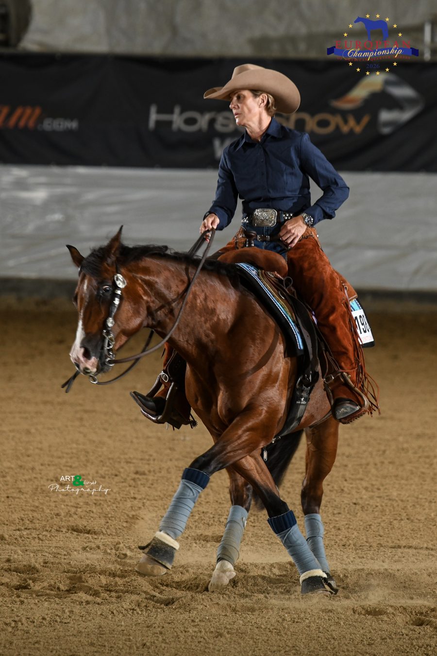 Iris Austin turning a reining horse at the 2026 European Championship