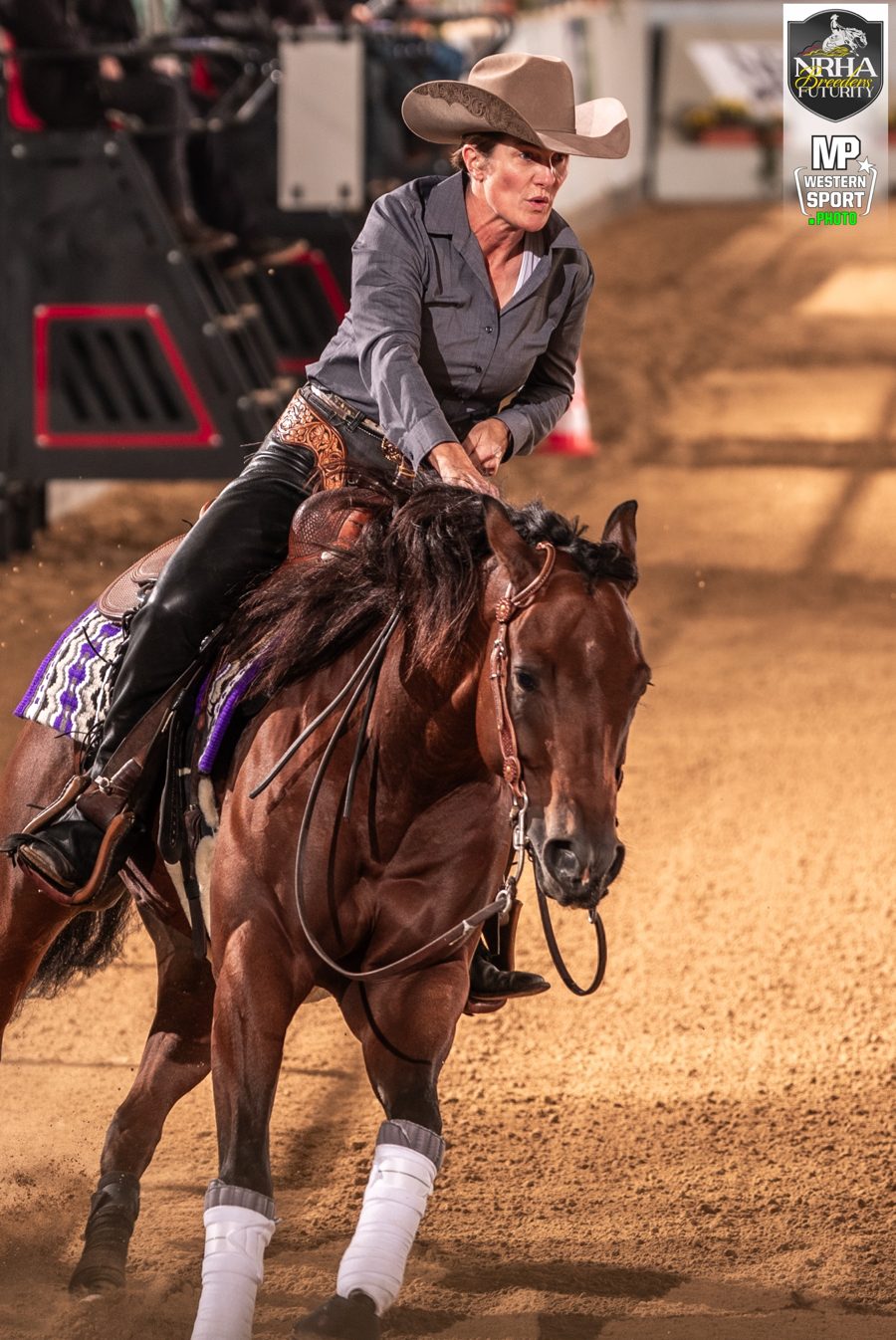 Iris Austin riding at the NRHA Breeders Futurity